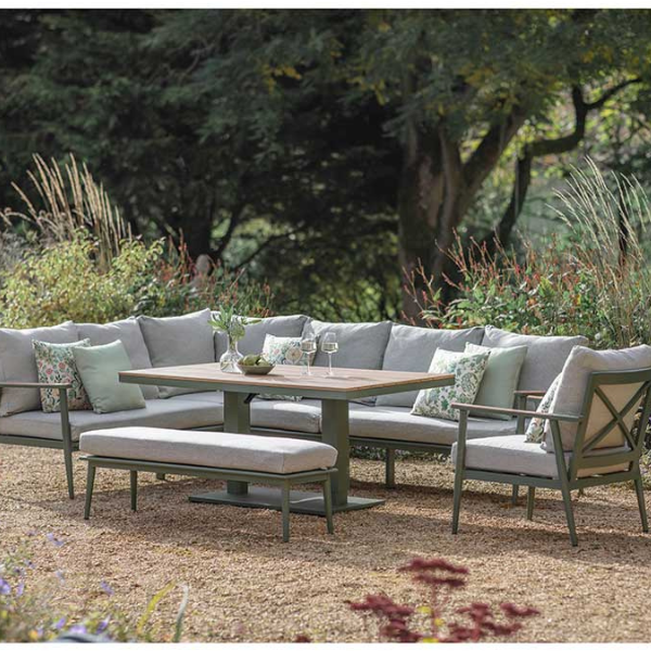 Bramblecrest RHS Wisley L-Shape Sofa Set with Adjustable Height Table – Sage