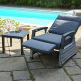 The Camilla High Back Recliner Duo by Innovators International is a stylish and contemporary all weather garden furniture suite. Recliner function and footrest are easy to use