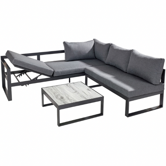 Vienna Sunlounger Corner suite by Hartman is an all weather garden furniture suite made with aluminium and weather ready cushions.